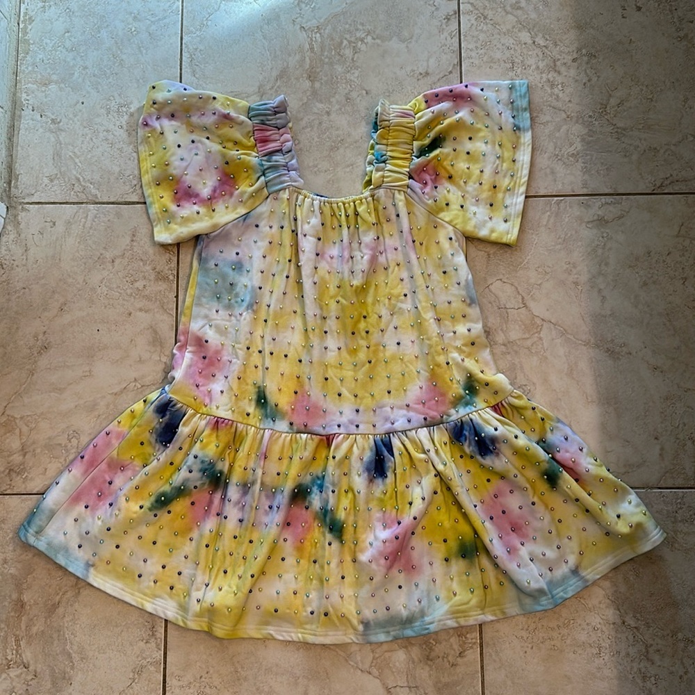 NWOT Queen of Sparkles beaded drop waist dress, size medium